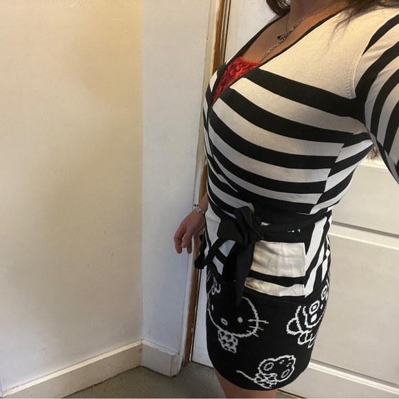 DVF Diane von Furstenberg Ballerina Wrap Tie Up Ribbon Bow Stripe Sweater Ballet - Picture 3 of 12